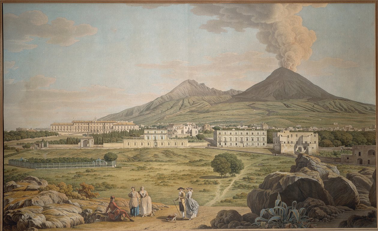 Le pendici del Vesuvio da Portici con vista sul Palazzo Borbone, di Giovan Battista Lusieri da Giovanni Battista Lusieri