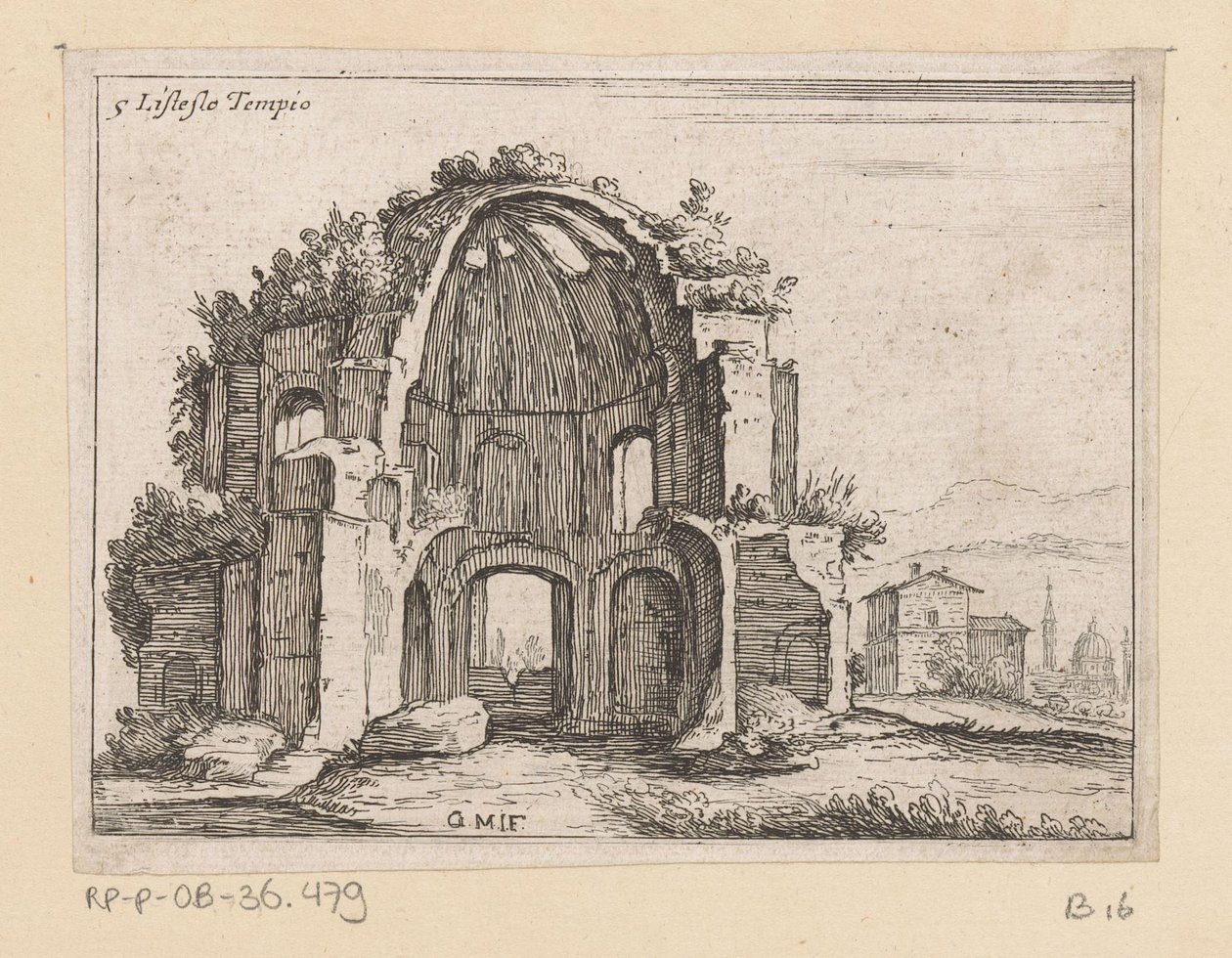 Rovine del Tempio di Minerva Medica in un paesaggio da Giovanni Battista Mercati