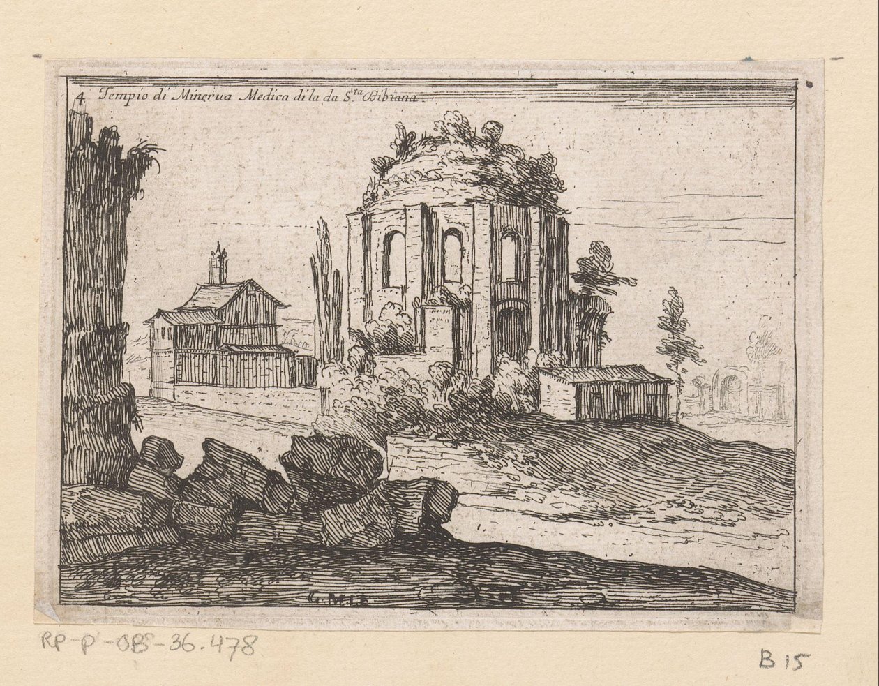 Rovine del Tempio di Minerva Medica in un paesaggio da Giovanni Battista Mercati
