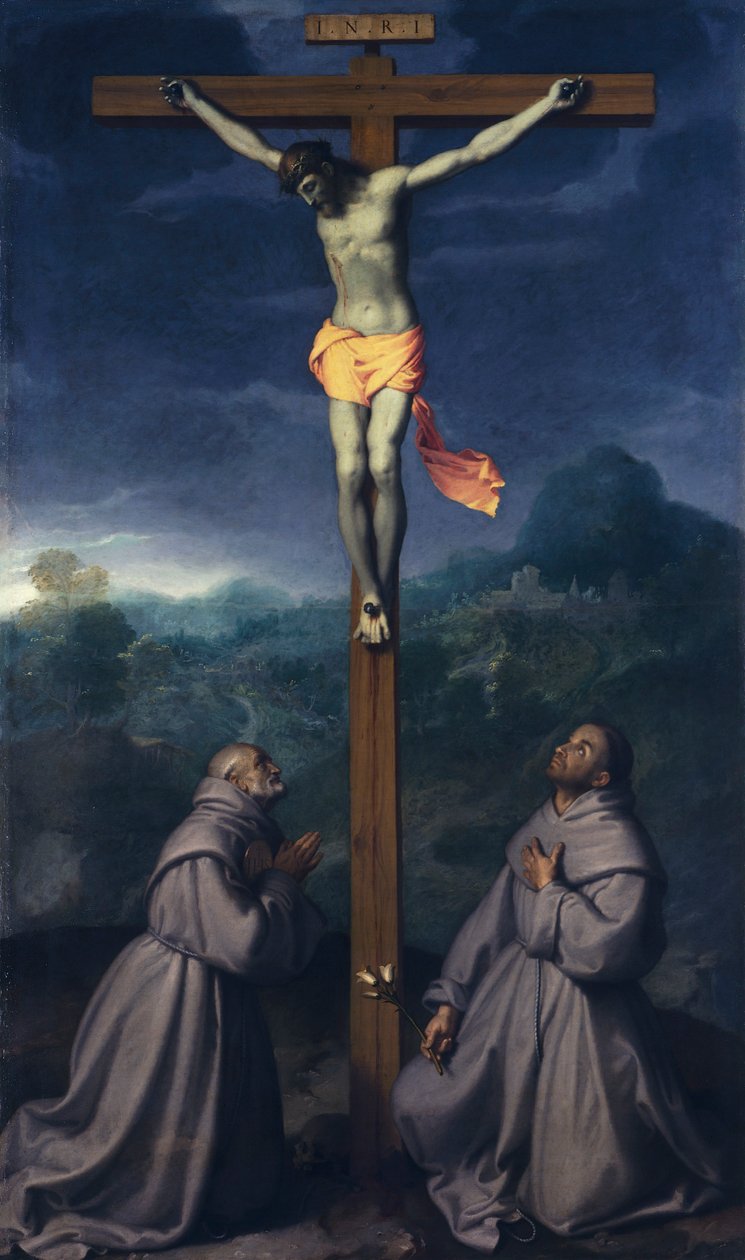 Crocifissione con i santi Bernardino e Antonio da Padova, di Giovanni Battista Moroni (1525 ca- 1578), Chiesa di San Giuliano, Albino da Giovanni Battista Moroni