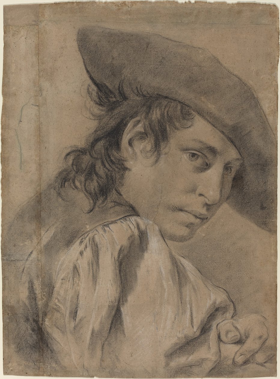 Un giovane uomo con un cappello largo da Giovanni Battista Piazzetta