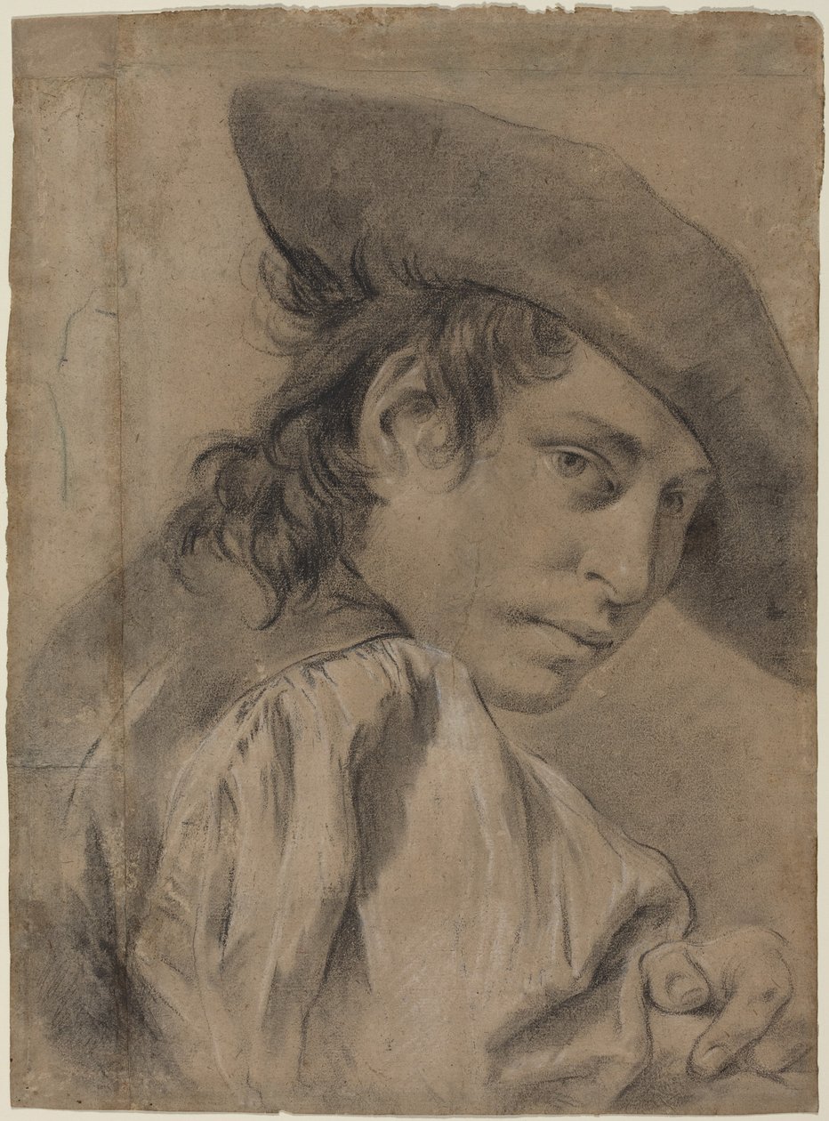 Un giovane uomo con cappello a larga tesa da Giovanni Battista Piazzetta