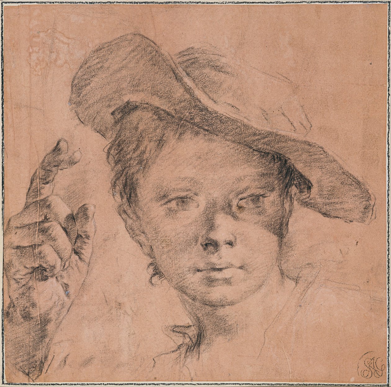 Ragazzo che indica con la mano destra alzata da Giovanni Battista Piazzetta
