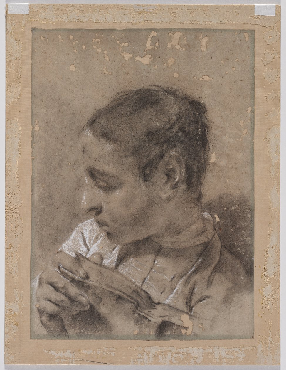Testa di un giovane in profilo con un libro, c. 1730-40s da Giovanni Battista Piazzetta
