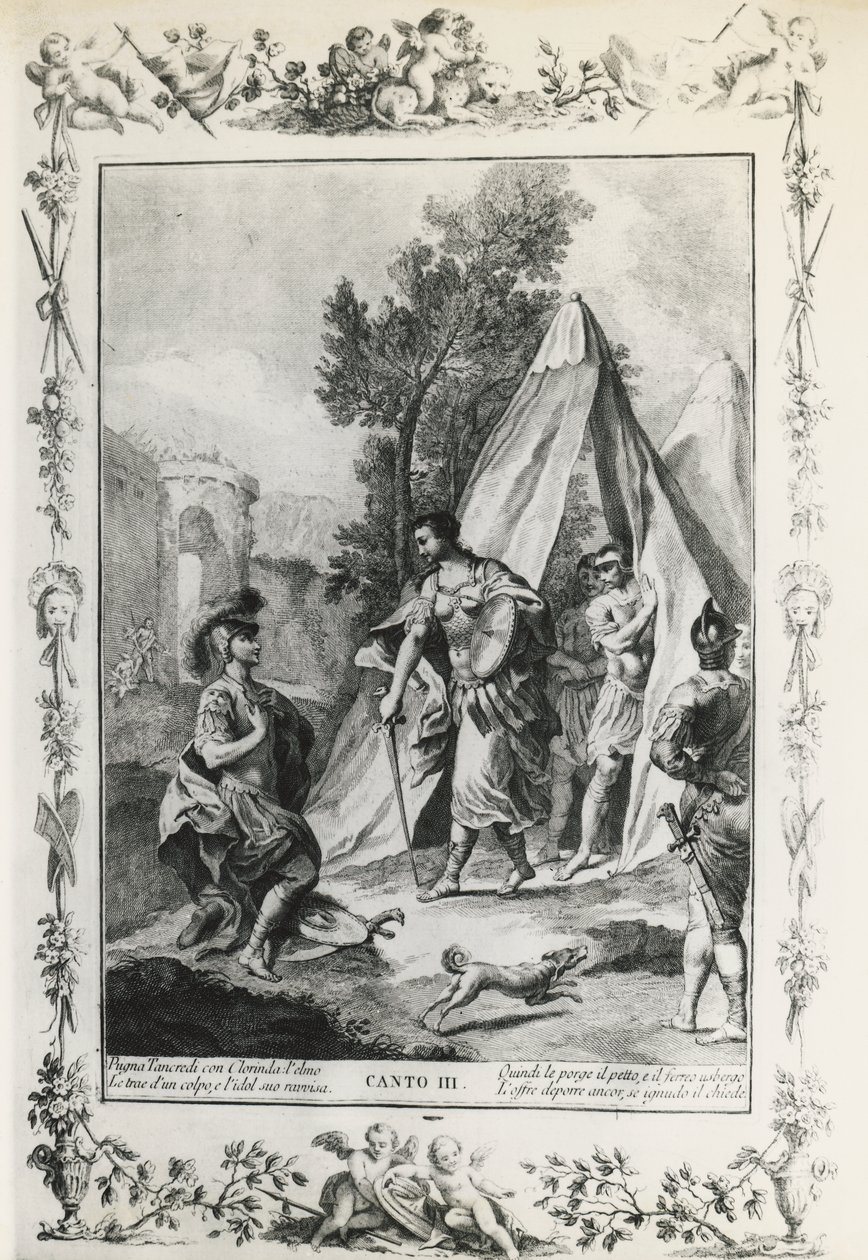 Gerusalemme liberata, canto III, illustrazione per il poema di Torquato Tasso, edizione pubblicata a Venezia nel 1745 da Giovanni Battista Piazzetta