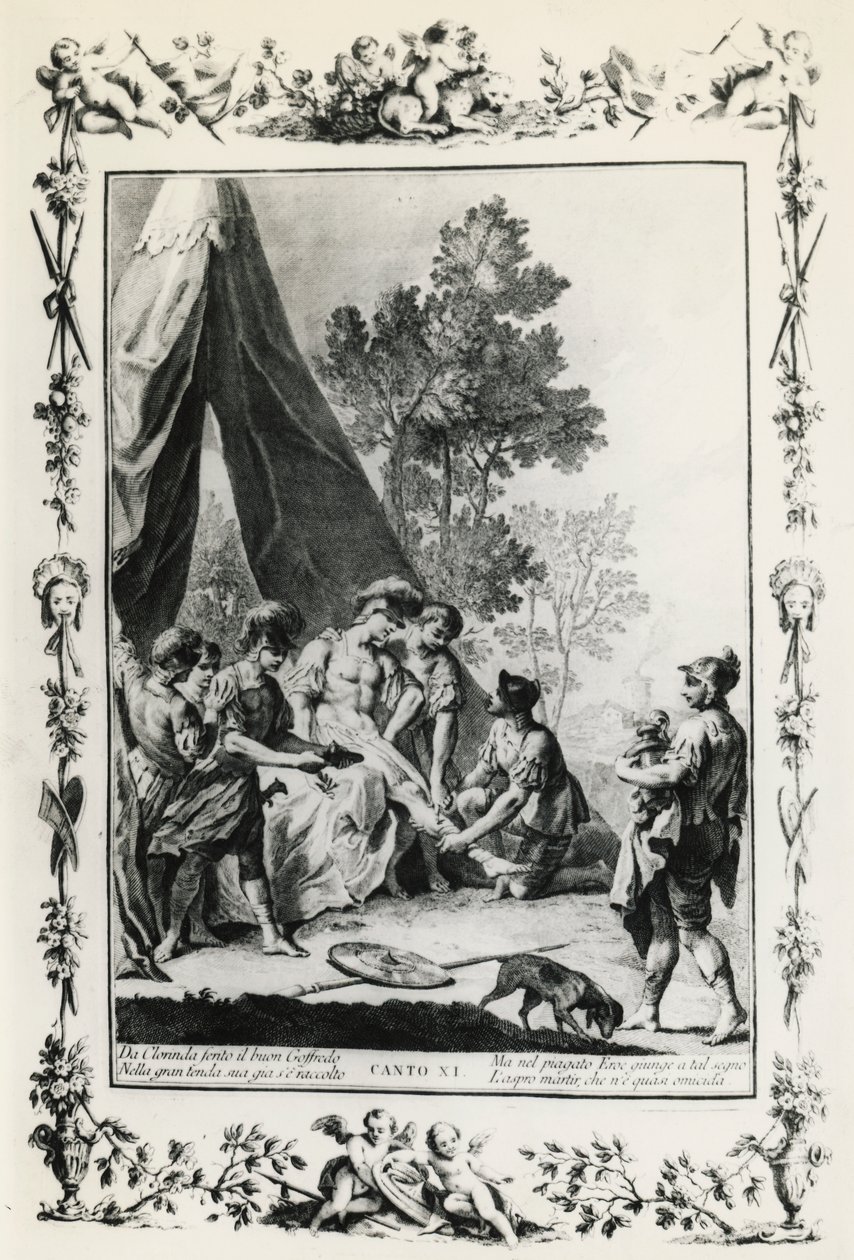 Gerusalemme liberata, canto XI, illustrazione di Giovanni Battista Piazzetta per il poema di Torquato Tasso, edizione pubblicata a Venezia nel 1745, Italia da Giovanni Battista Piazzetta