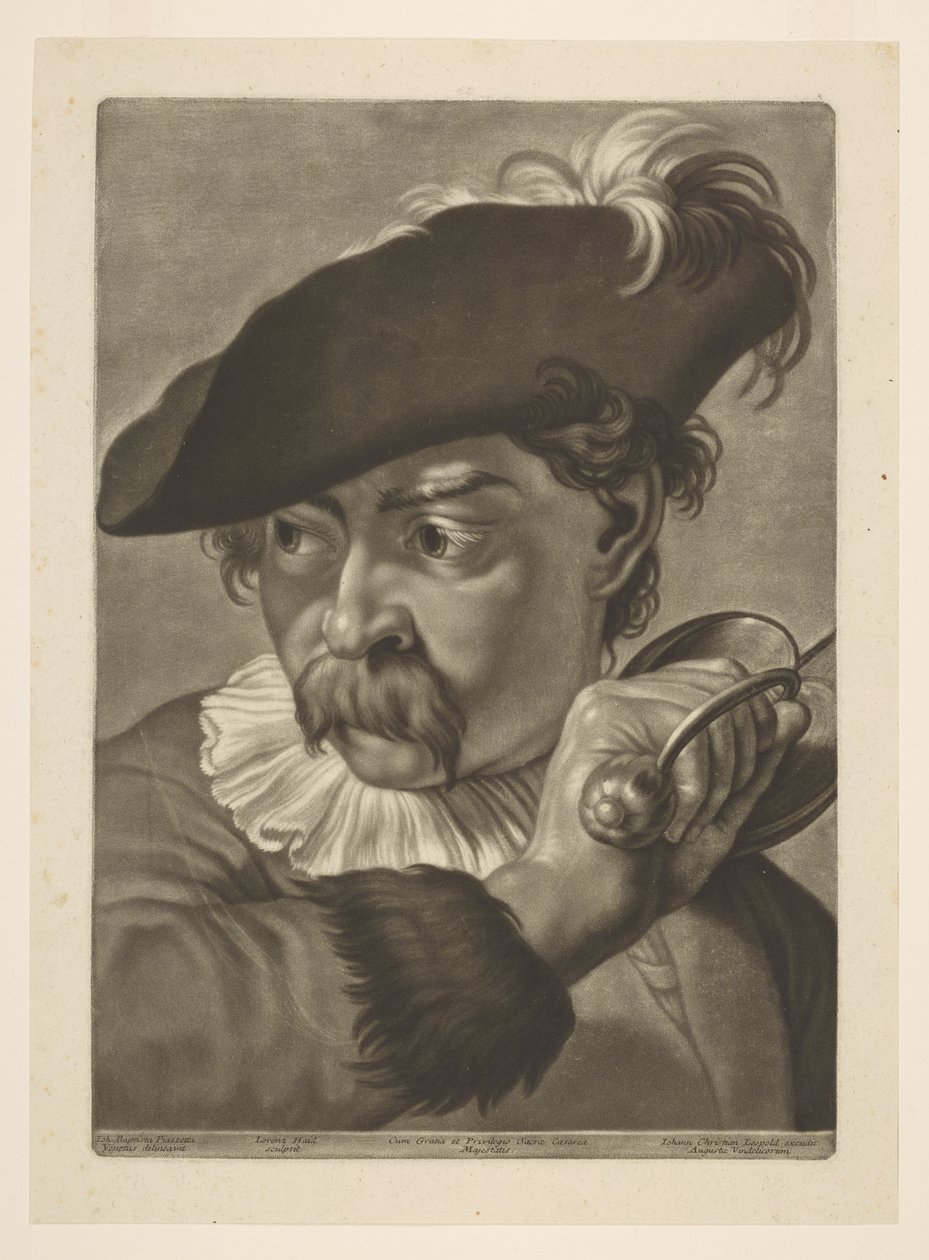 Un uomo con un cappello piumato da Giovanni Battista Piazzetta