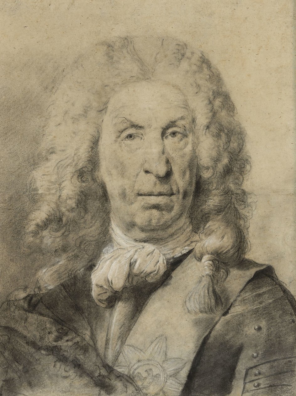 Ritratto del maresciallo von der Schulenburg, 1735 circa (gesso bianco e nero con carboncino su carta) da Giovanni Battista Piazzetta