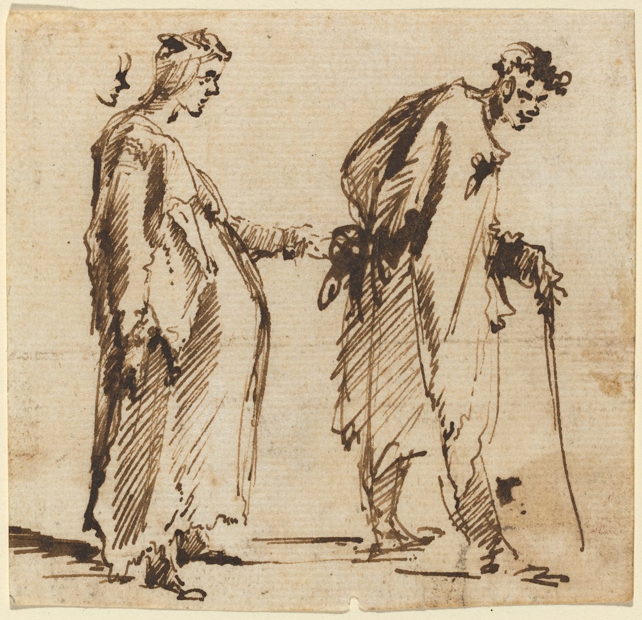 Una giovane donna incinta e un giovane uomo con un bastone da Giovanni Battista Piranesi