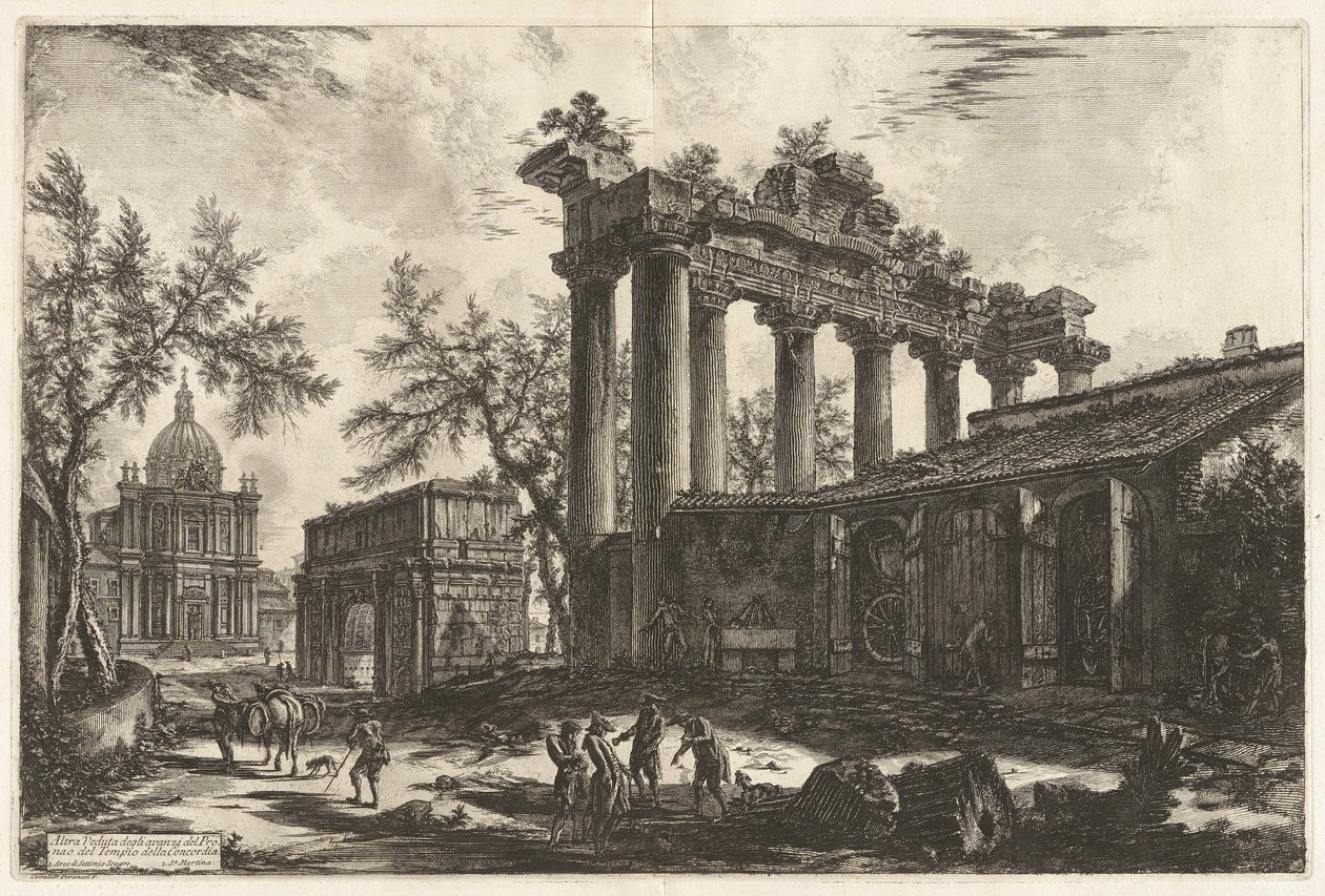 Altra veduta degli avanzi del Pronao del Tempio della Concordia, da Vedute di Roma da Giovanni Battista Piranesi