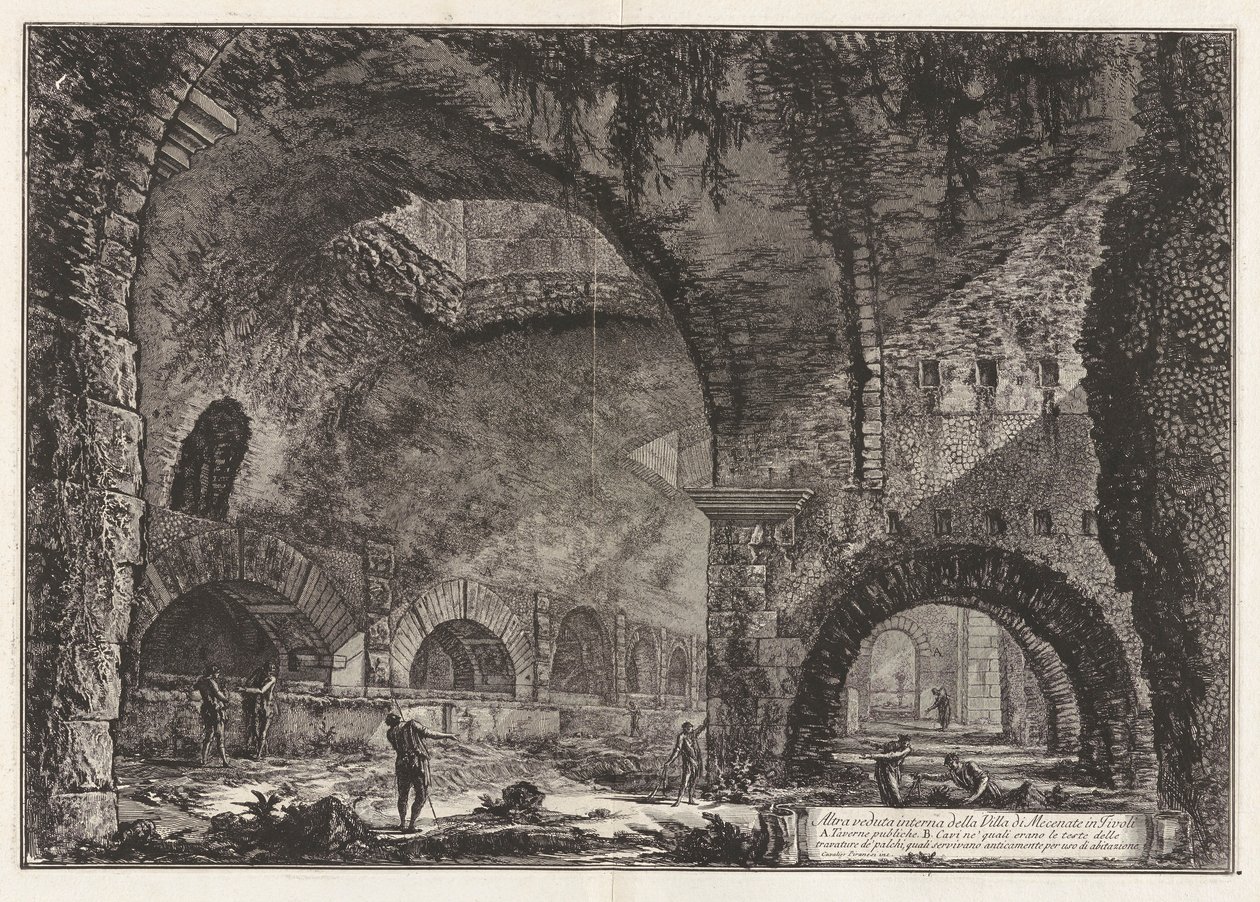Altra veduta interna della Villa di Mecenate a Tivoli, da Vedute di Roma da Giovanni Battista Piranesi