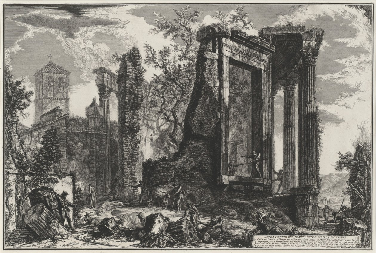 Altra veduta del Tempio della Sibilla a Tivoli (da: Vedute di Roma) da Giovanni Battista Piranesi