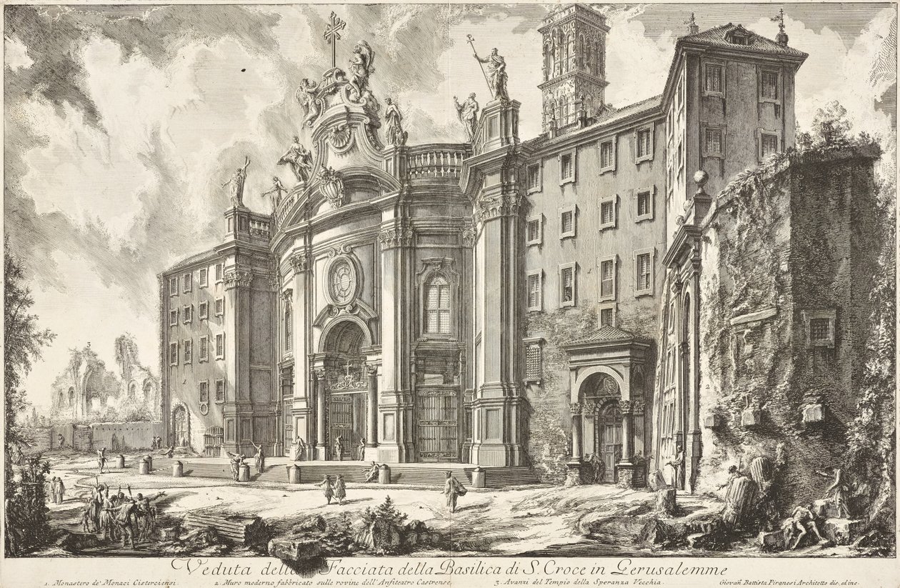 Veduta della facciata della Basilica di Santa Croce in Gerusalemme da Giovanni Battista Piranesi