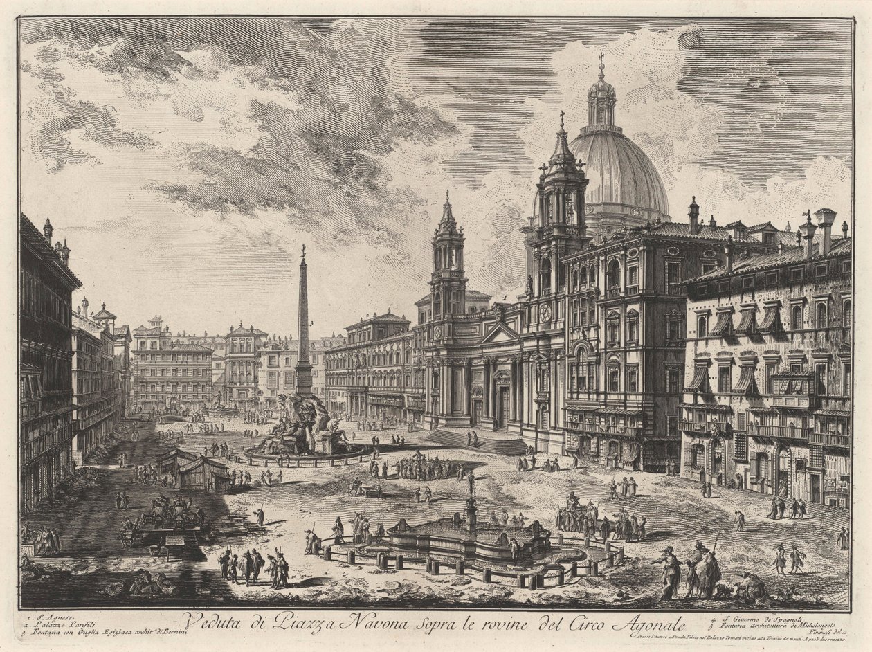 Veduta di Piazza Navona sulle rovine dello stadio di Domiziano (da: Vedute di Roma) da Giovanni Battista Piranesi