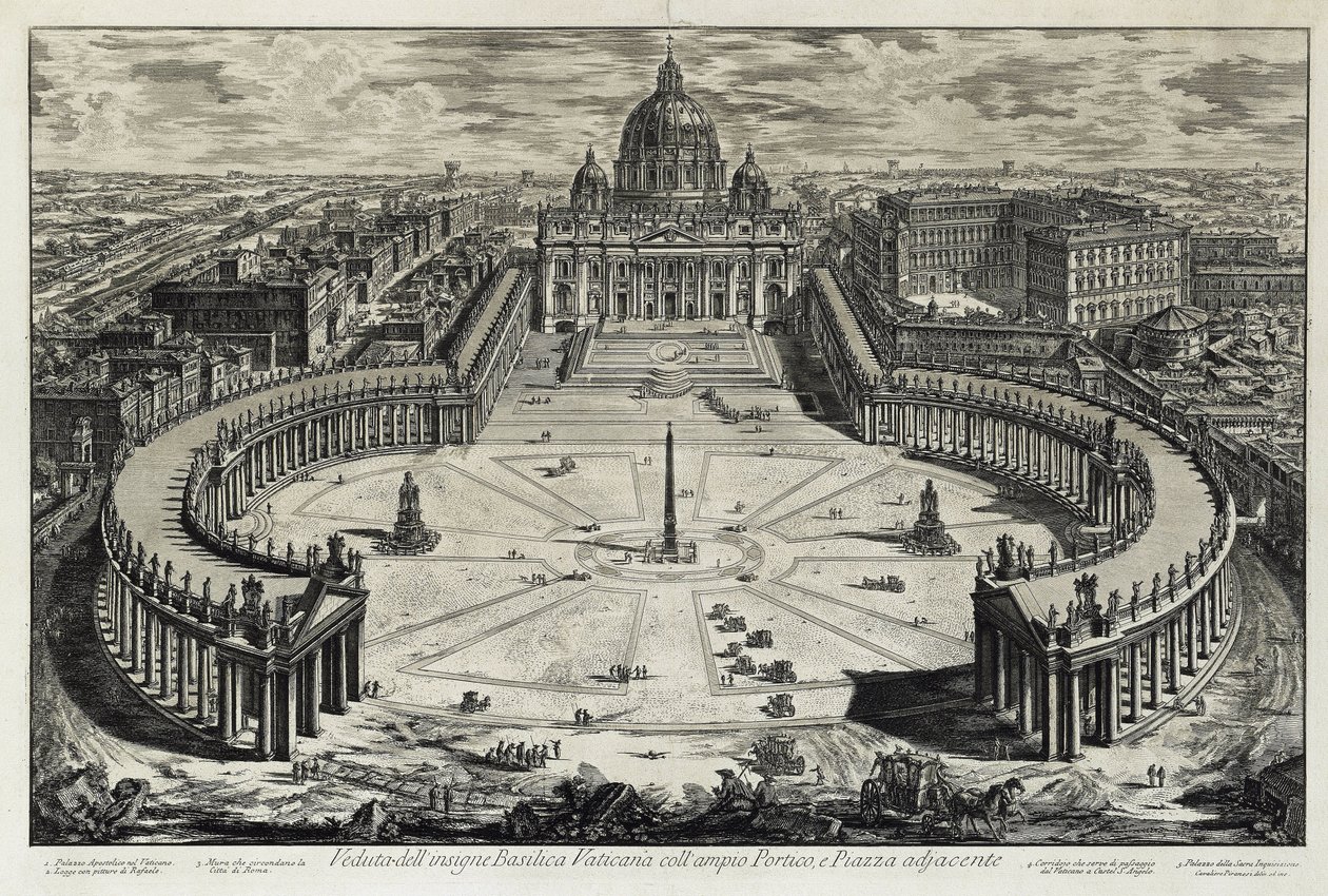 Veduta della piazza e della Basilica di San Pietro in Vaticano (da: Vedute di Roma) da Giovanni Battista Piranesi