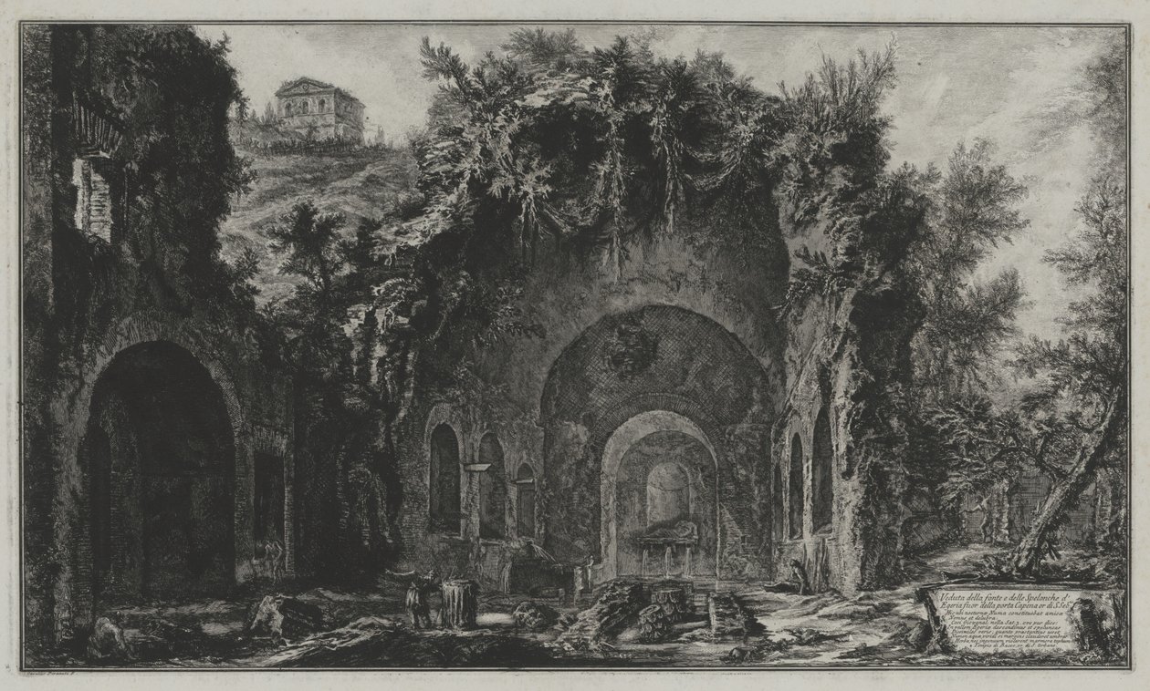 Veduta della fonte e della grotta di Egeria fuori dalla Porta Capena o di San Sebastiano, da: Vedute di Roma da Giovanni Battista Piranesi