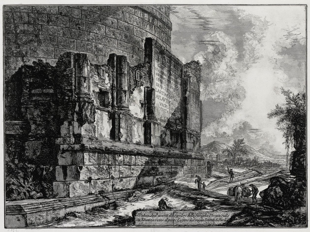 Veduta dei resti della tomba dei Plautii presso Tivoli (da: Vedute di Roma) da Giovanni Battista Piranesi