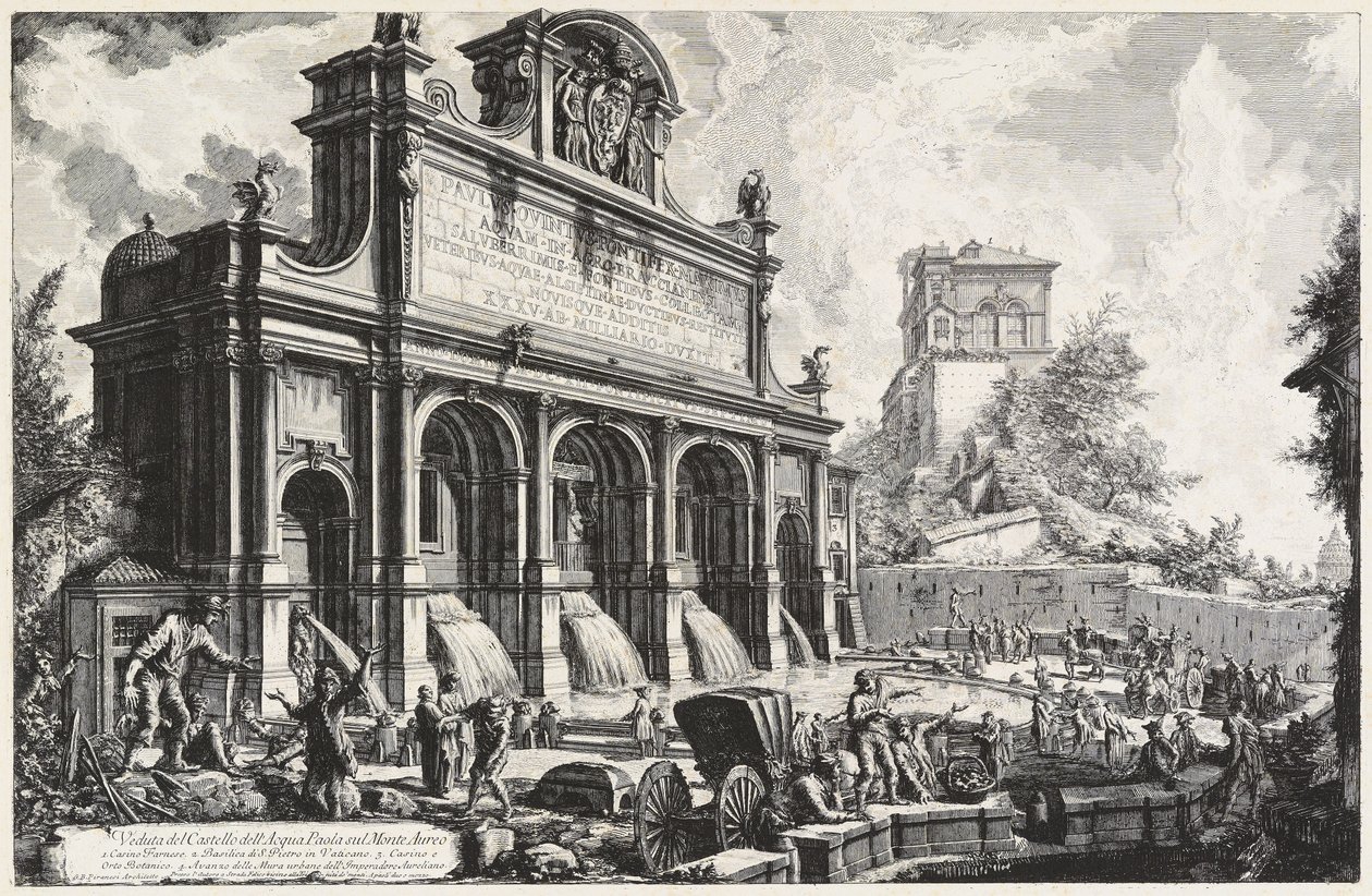 Veduta del Castello dell’Acqua Paola sul Monte Aureo (Gianicolo) da Giovanni Battista Piranesi