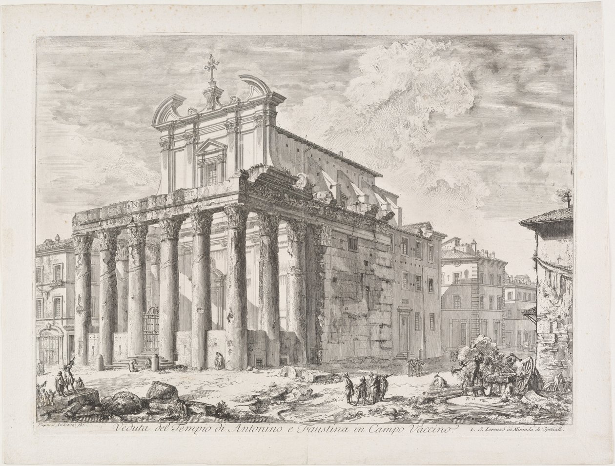 Veduta del Tempio di Antonino e Faustina sul Campo Vaccino da Giovanni Battista Piranesi