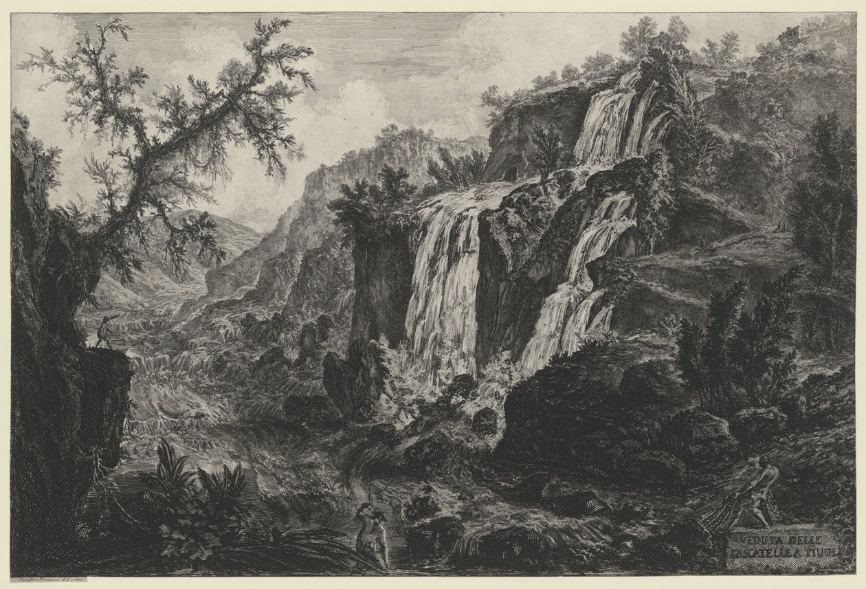 Veduta della cascata a Tivoli (da: Vedute di Roma) da Giovanni Battista Piranesi