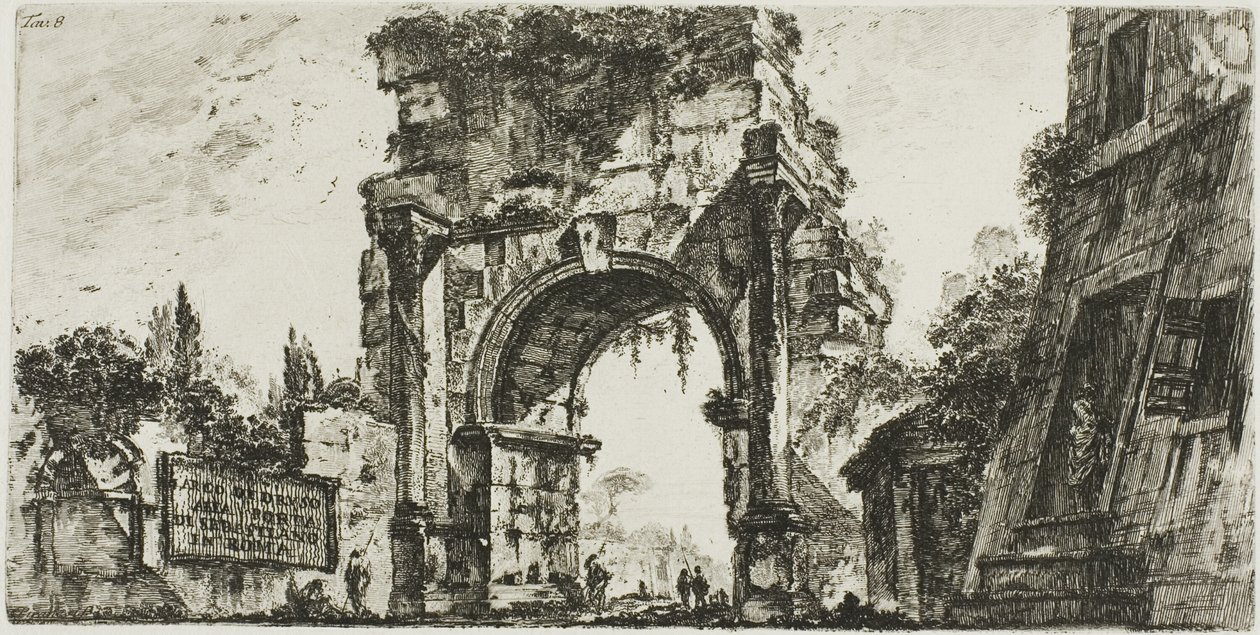 Arco di Druso alla Porta S. Sebastiano a Roma, tavola 8 da Alcune vedute di archi trionfali e altri monumenti da Giovanni Battista Piranesi