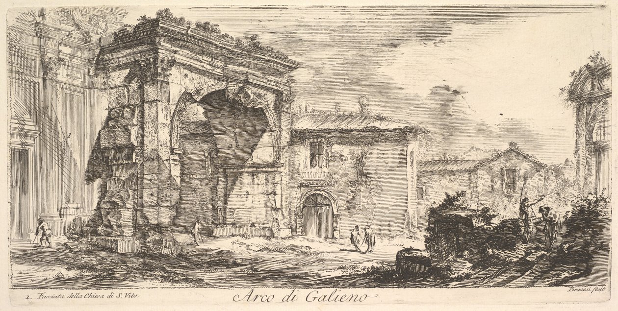 Arco di Galieno. 1. Facciata della Chiesa di S. Vito Arco di Galieno. 1. Facciata del..., ca. 1748 da Giovanni Battista Piranesi