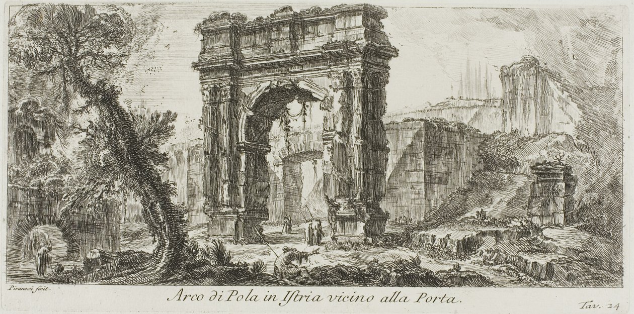Arco di Pola in Istria vicino alla porta, tavola 24 da Alcune vedute di archi trionfali e altri monumenti da Giovanni Battista Piranesi