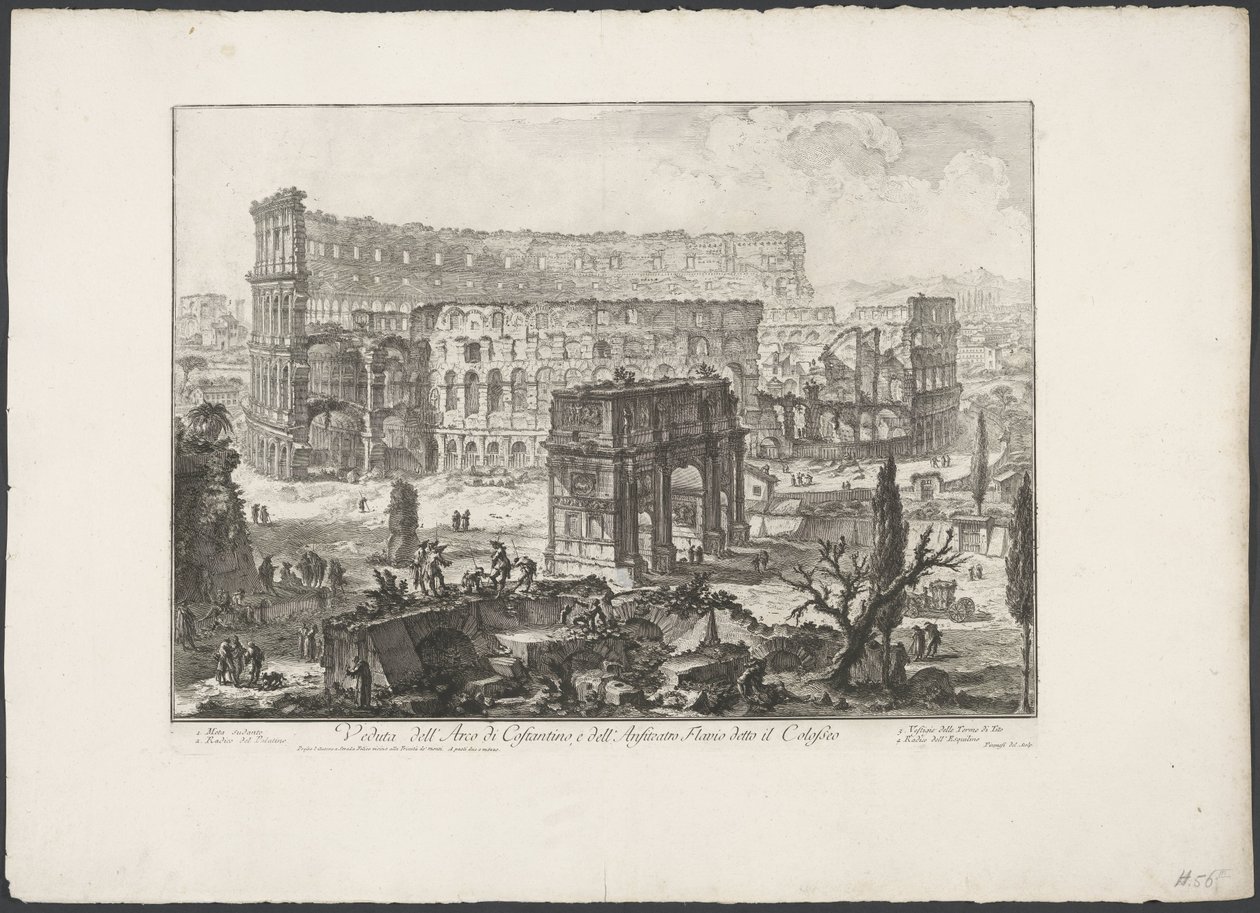 Arco di Costantino e il Colosseo a Roma da Giovanni-Battista Piranesi