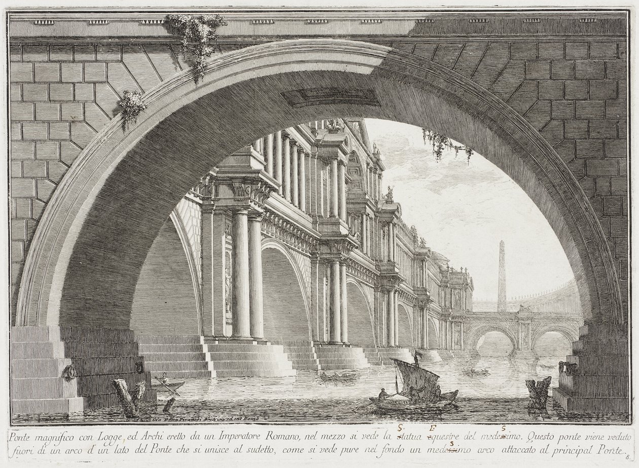Ponte coperto da logge e archi da Giovanni Battista Piranesi