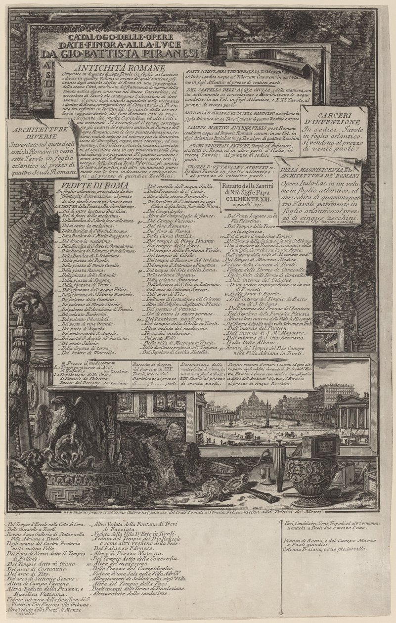 Catalogo delle opere da Giovanni Battista Piranesi
