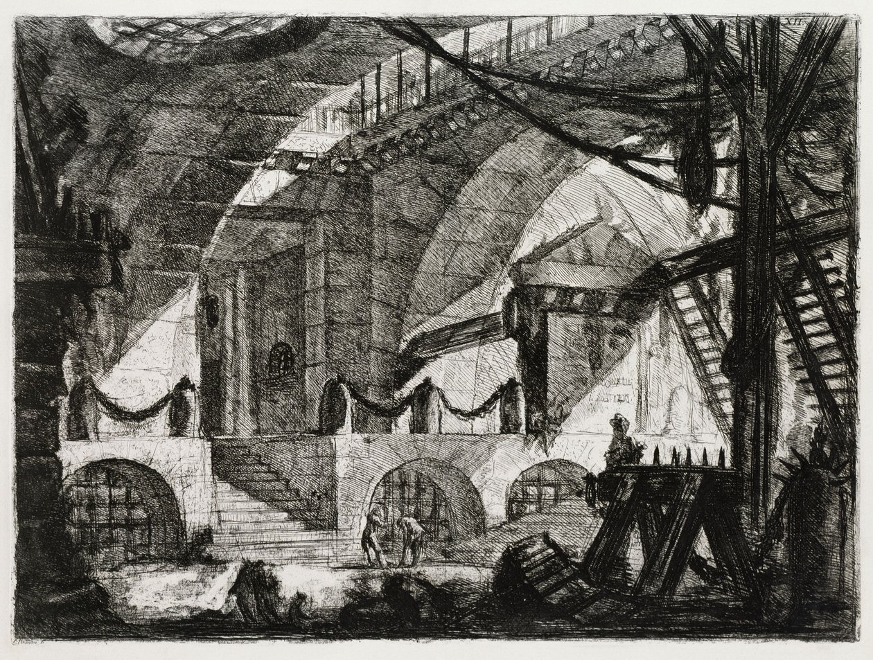 Il cavalletto (tavola 12 in: Carceri d