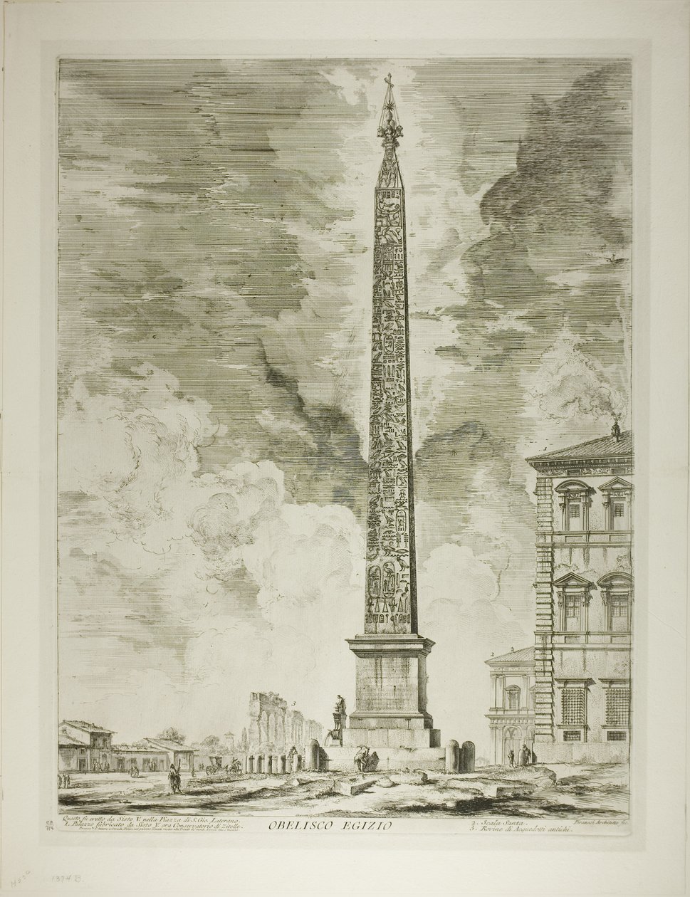 Obelisco egiziano. Questo fu eretto da Papa Sisto V nella Piazza di San Giovanni in Laterano, da Vedute di Roma da Giovanni Battista Piranesi