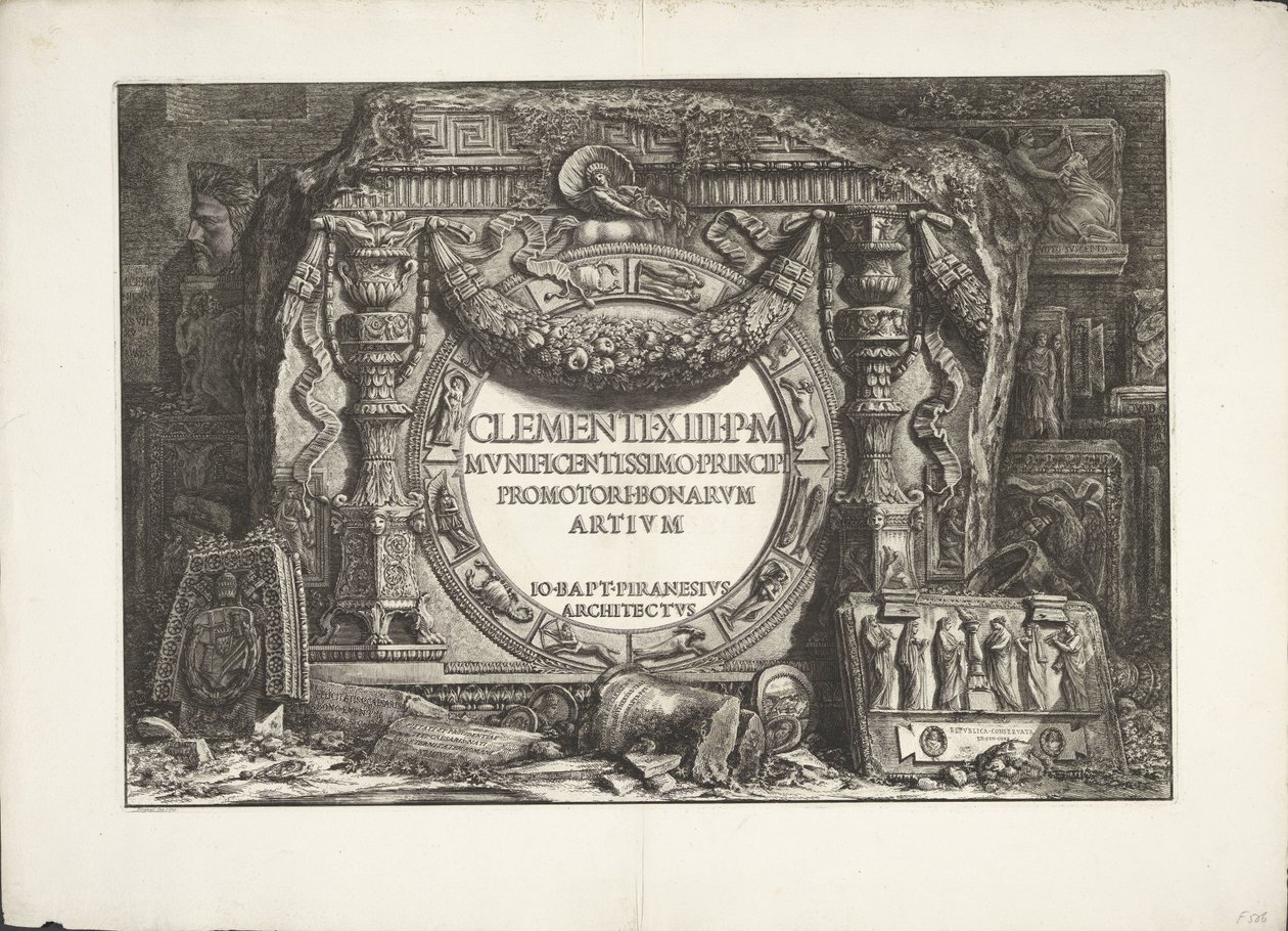 Frontespizio con un gruppo di frammenti ornamentali murali da Giovanni Battista Piranesi