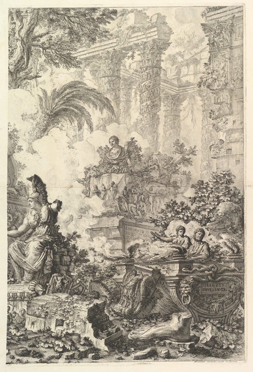 Frontespizio, con statua di Minerva da Giovanni Battista Piranesi