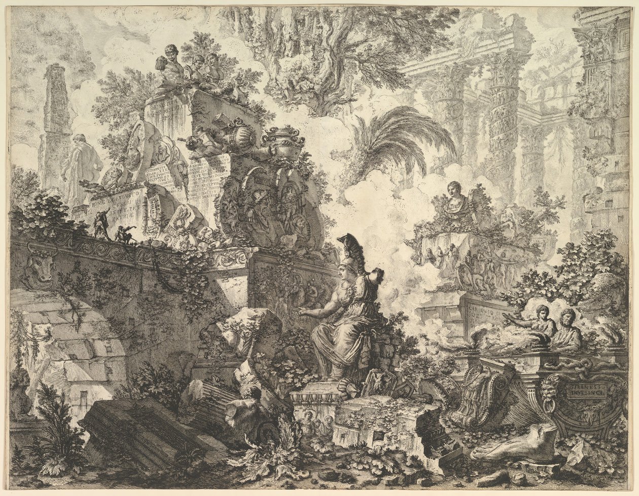 Frontespizio, con statua di Minerva, ca. 1748 da Giovanni Battista Piranesi