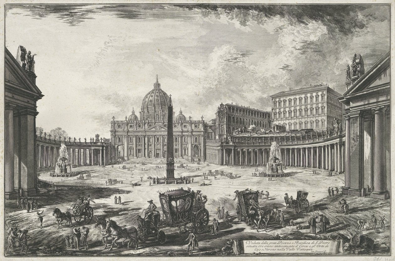 Veduta di Piazza San Pietro con la Basilica di San Pietro a Città del Vaticano da Giovanni Battista Piranesi