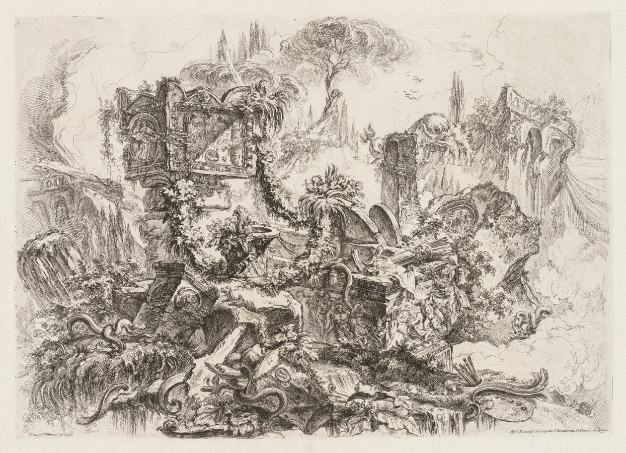 Groteschi: Rovine con serpenti, ca. 1745-50 da Giovanni Battista Piranesi