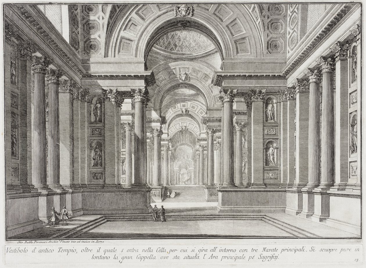 Tempio antico immaginario progettato nello stile di quelli costruiti in onore della dea Vesta: al centro si trova il grande altare sul quale le Vestali custodivano l