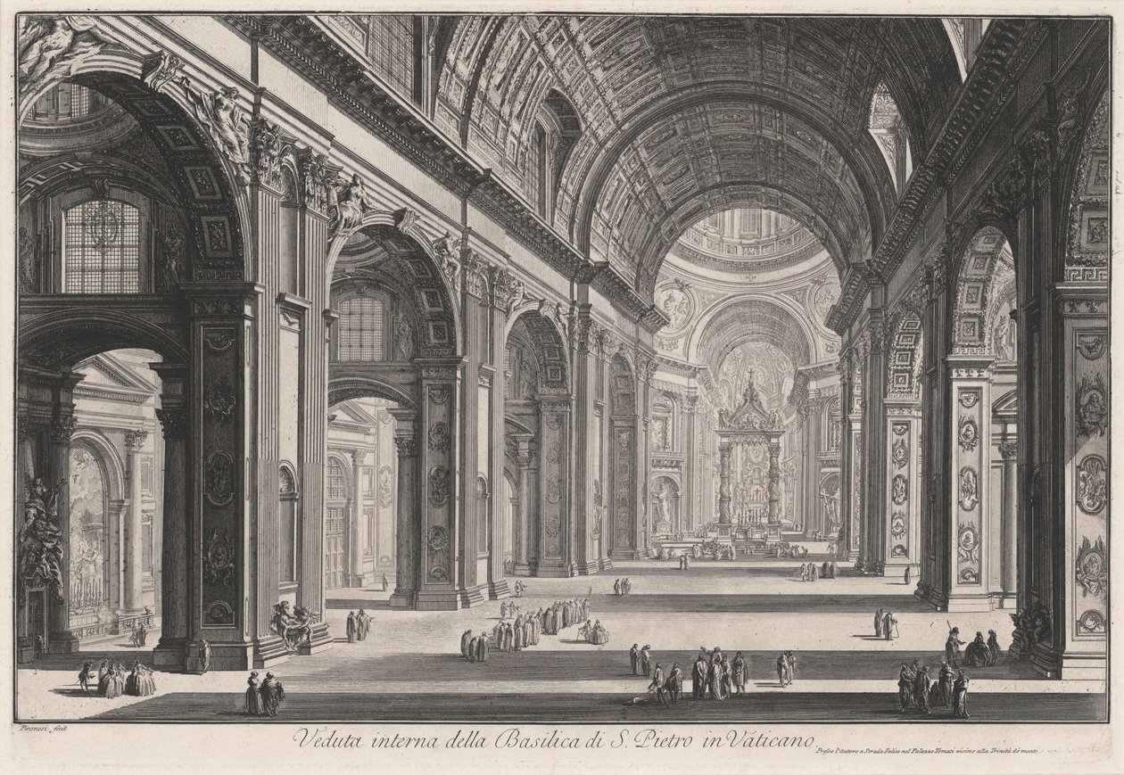 Veduta interna della Basilica di San Pietro in Vaticano (da: Vedute di Roma) da Giovanni Battista Piranesi