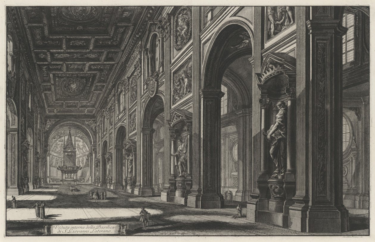 Veduta interna della basilica di San Giovanni in Laterano (da: Vedute di Roma) da Giovanni Battista Piranesi