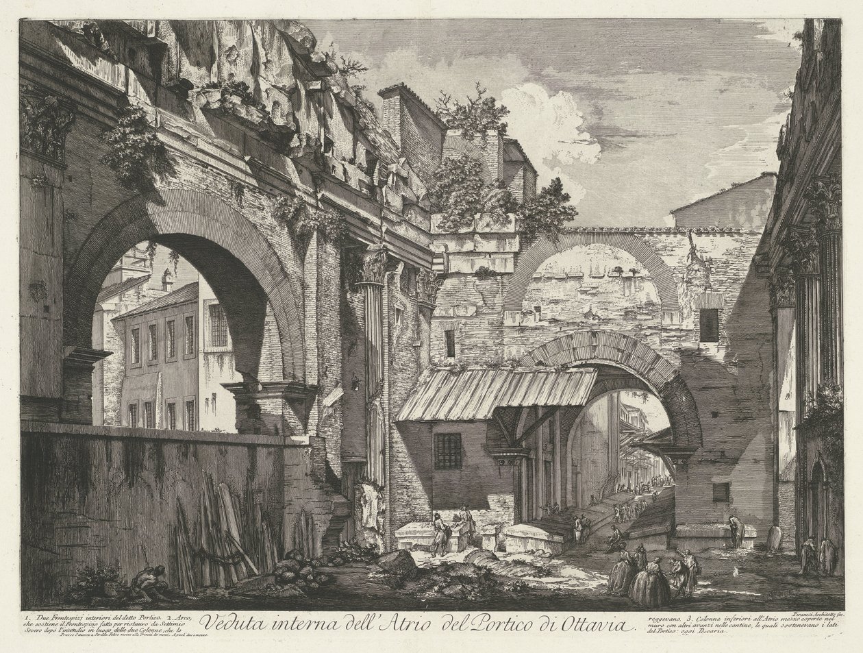 Interno del Portico di Ottavia a Roma (serie: Vedute di Roma) da Giovanni Battista Piranesi