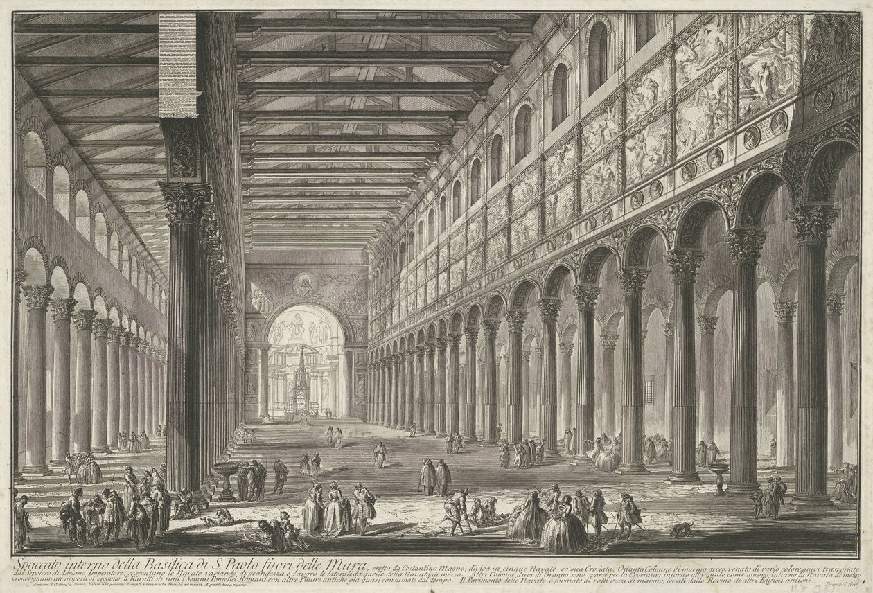 Interno di San Paolo fuori le Mura a Roma da Giovanni Battista Piranesi