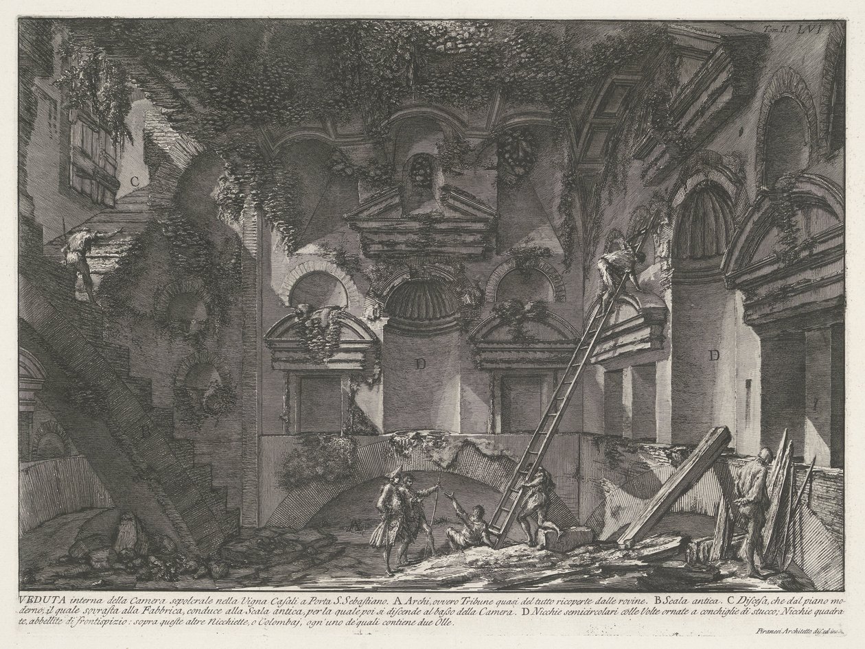 Interno della tomba presso Vigna Casali da Giovanni Battista Piranesi