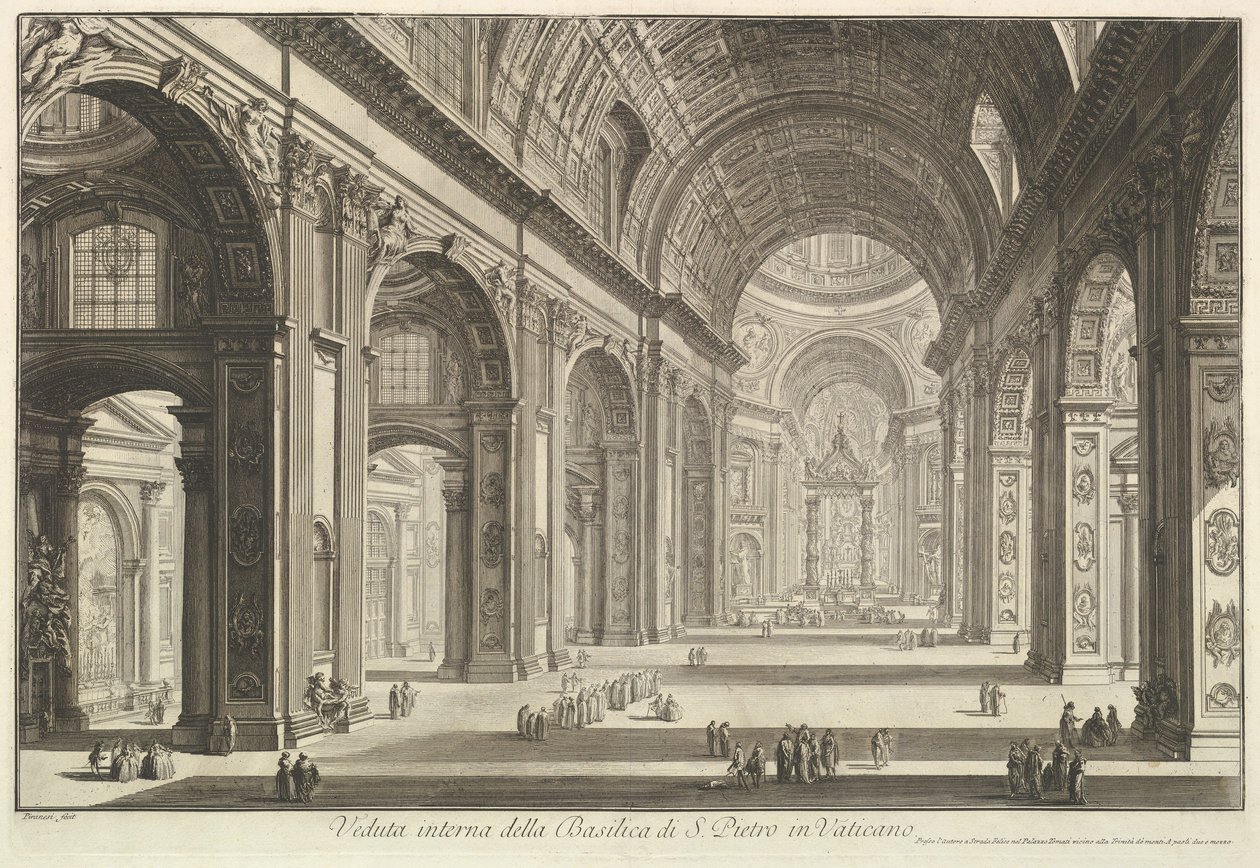 Veduta interna della Basilica di San Pietro in Vaticano, da «Vedute di Roma» (Vedute romane) da Giovanni Battista Piranesi