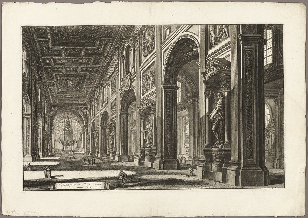 Vista interna della Basilica di San Giovanni in Laterano, da Vedute di Roma da Giovanni Battista Piranesi