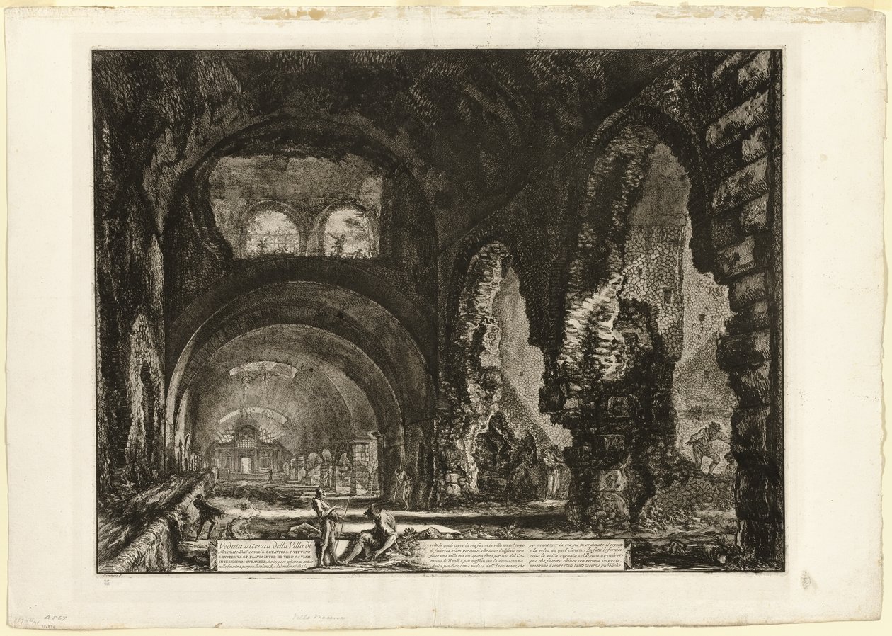 Vista interna della villa di Mecenate, da Vedute di Roma da Giovanni Battista Piranesi