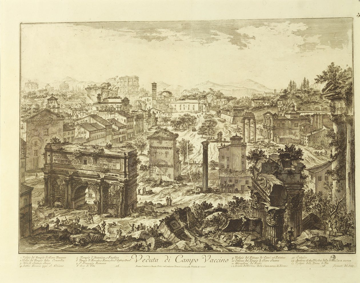 Italia, Roma, vista del Campo Vaccino (Foro Romano) con l
