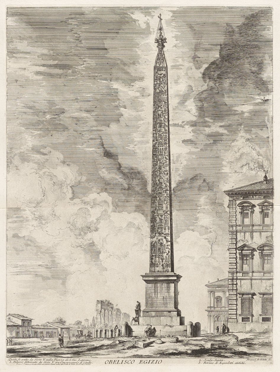 Obelisco egizio. Questo fu eretto da Sisto V nella Piazza di S. Gio. Laterano, da Vedute di Roma (Vedute di Roma) da Giovanni Battista Piranesi