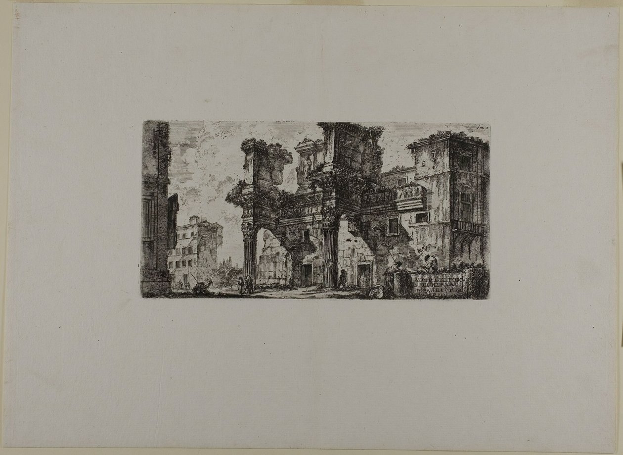 Parte del Foro di Nerva, quinta tavola da Alcune vedute di archi di trionfo e altri monumenti da Giovanni Battista Piranesi