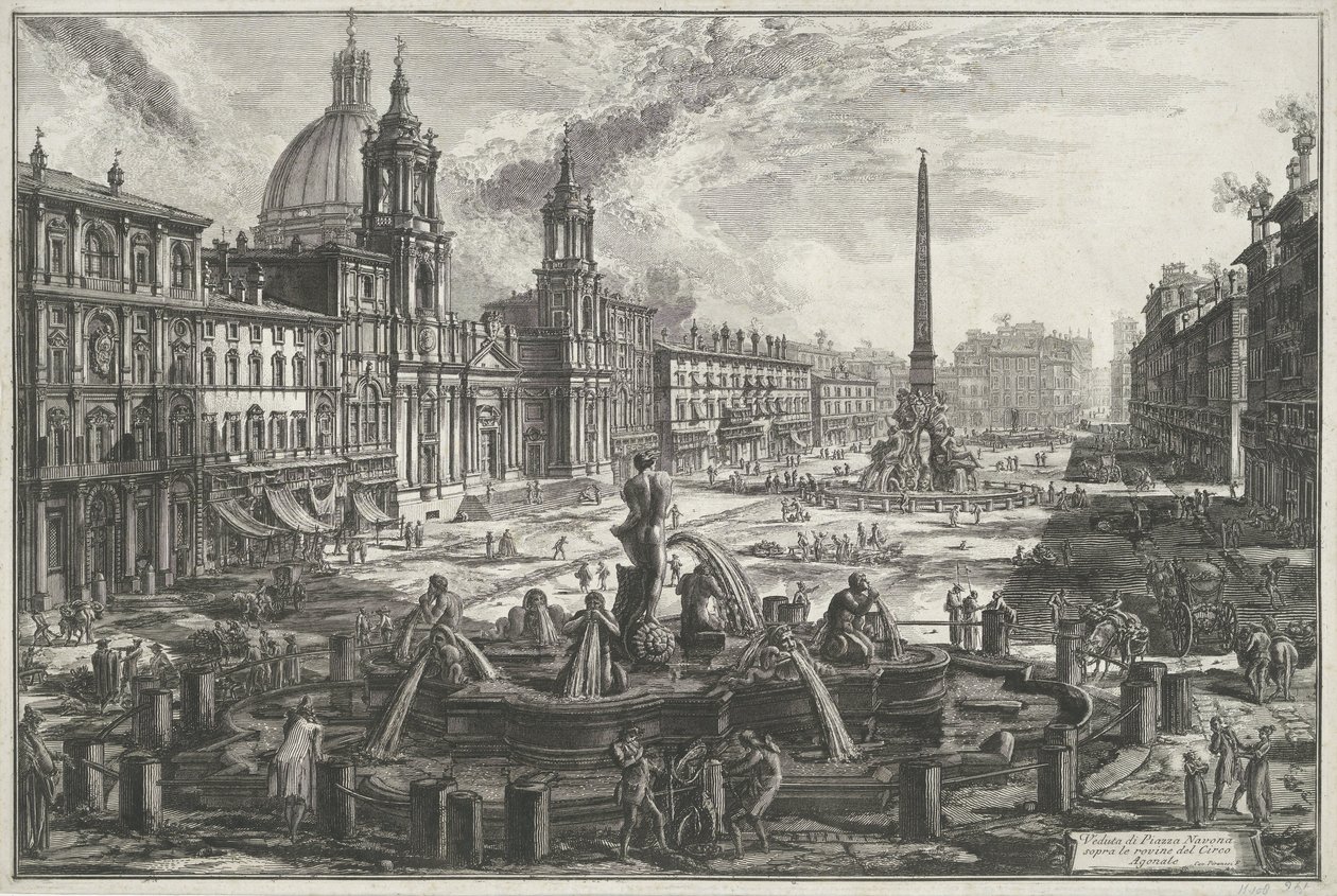 Piazza Navona a Roma (Veduta di Piazza Navona sopra le rovine del Circo Agonale) da Giovanni Battista Piranesi